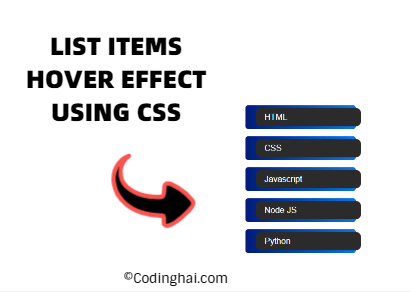 List items hover effect using HTML and CSS